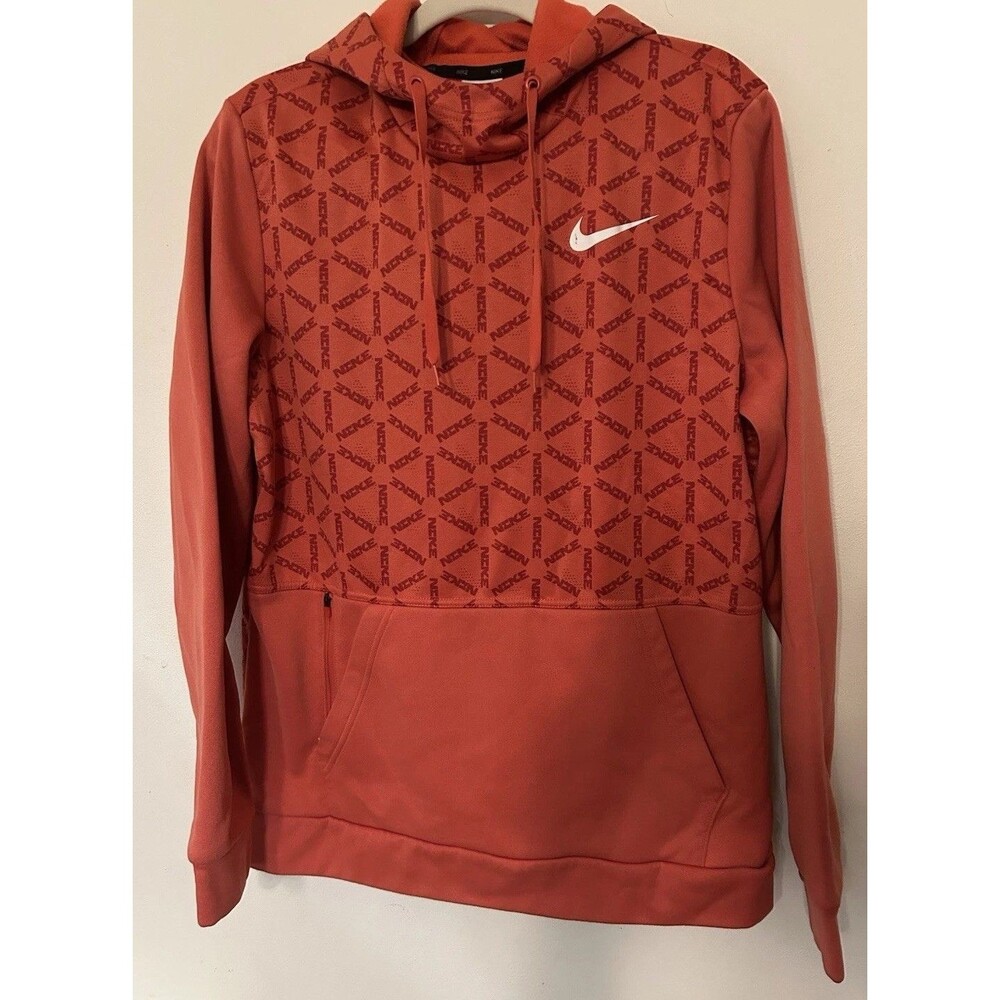 Nike Men's Therma-fit Red/Coral All Over Print Fleece Hoodie (DD1760-605) Size M
